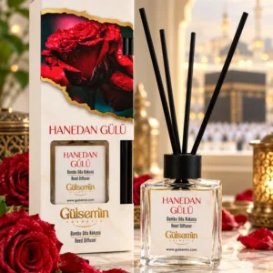 Hanedan Gülü bambu çubuklu oda kokusu ve gül desenli kutusu
