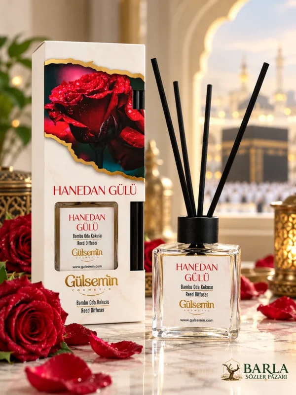 Hanedan Gülü bambu çubuklu oda kokusu ve gül desenli kutusu