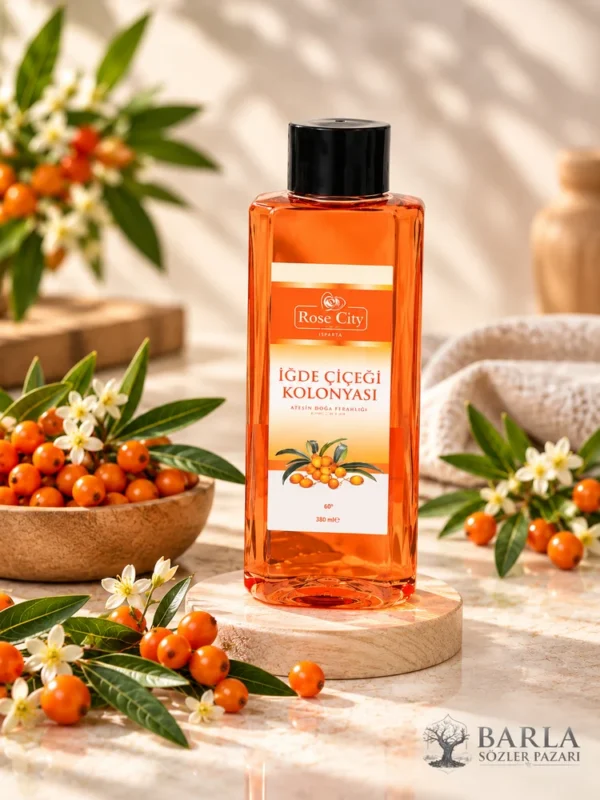 Rose City İğde Çiçeği Kolonyası 380 ml şişe ve ambalaj görünümü