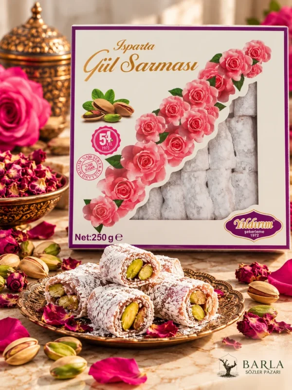 Yıldırım Isparta Antep Fıstıklı Gül Sarması 250 g Antep fıstıklı lokum görünümü
