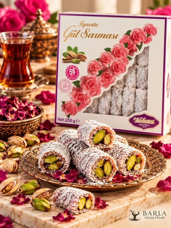 Yıldırım Isparta Antep Fıstıklı Gül Sarması 250 g ön yüz ve ürün görünümü
