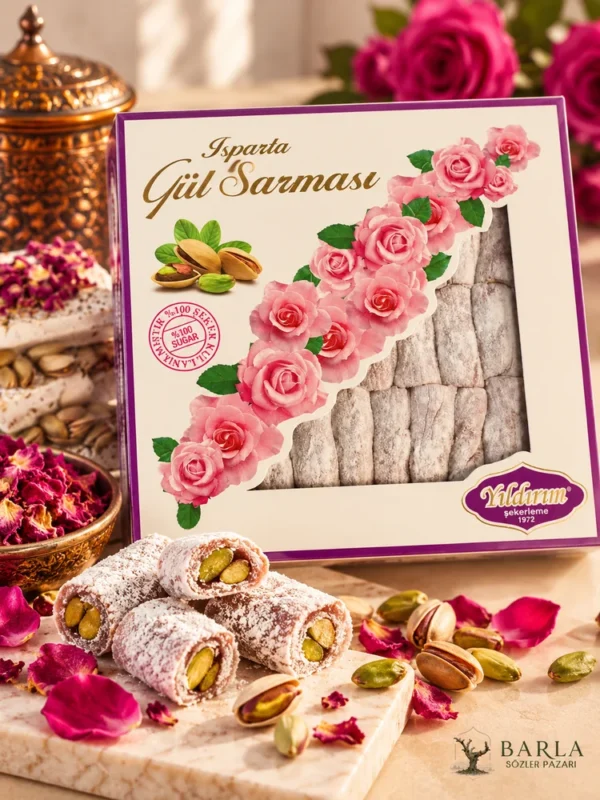 Yıldırım Isparta Antep Fıstıklı Gül Sarması 250 g Antep fıstıklı lokum görünümü