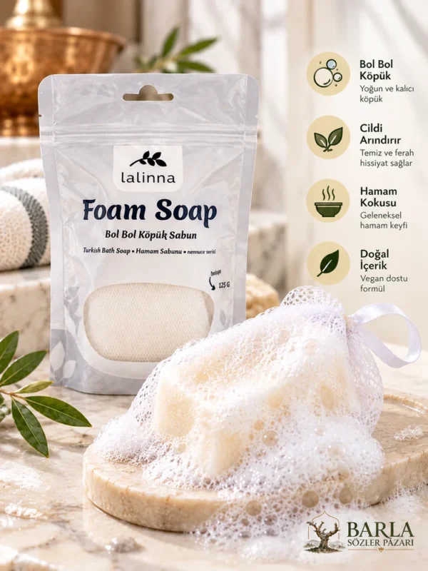 Lalinna Hamam Sabunu 125 G bol köpüklü keseli sabun ve ürün özellikleri