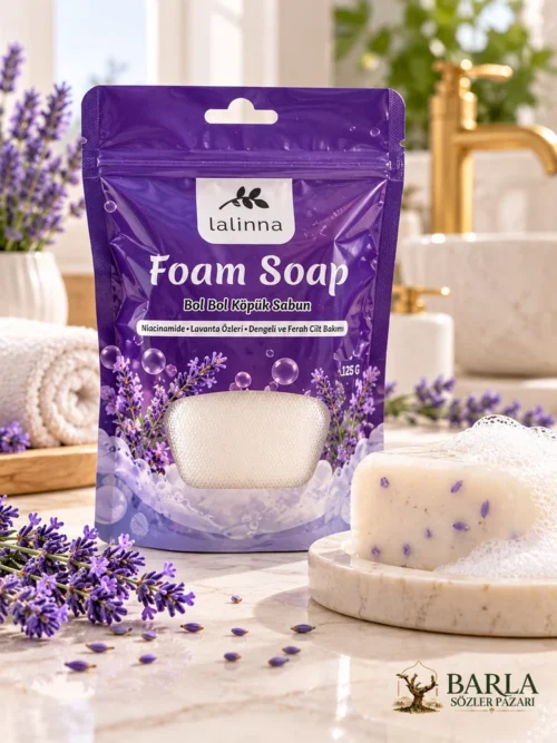 Lalinna Niacinamide Lavanta Sabunu 125 G kendinden lifli mor ambalaj