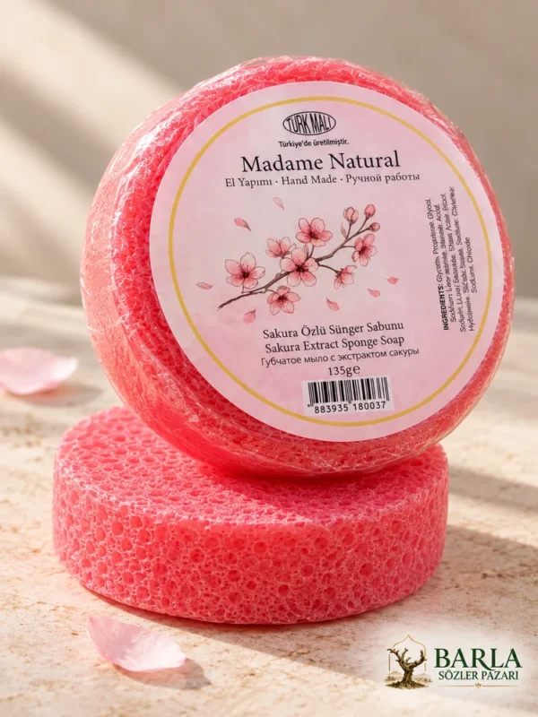 Madame Natural Sakura Özlü Sünger Sabunu sünger dokusu yakın plan
