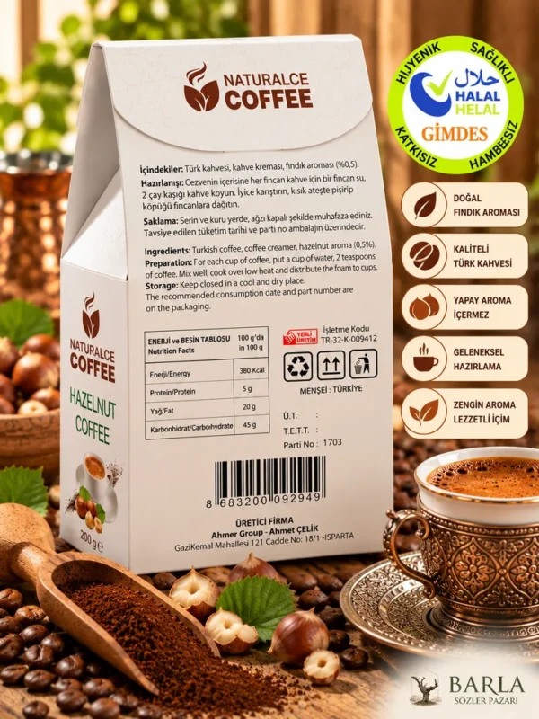 Naturalce Fındıklı Kahve 200 Gr GİMDES Helal işaretli ürün