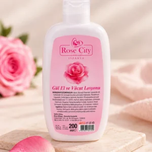 Rose City El ve Vücut Losyonu 200 ml pembe etiketli ürün şişesi