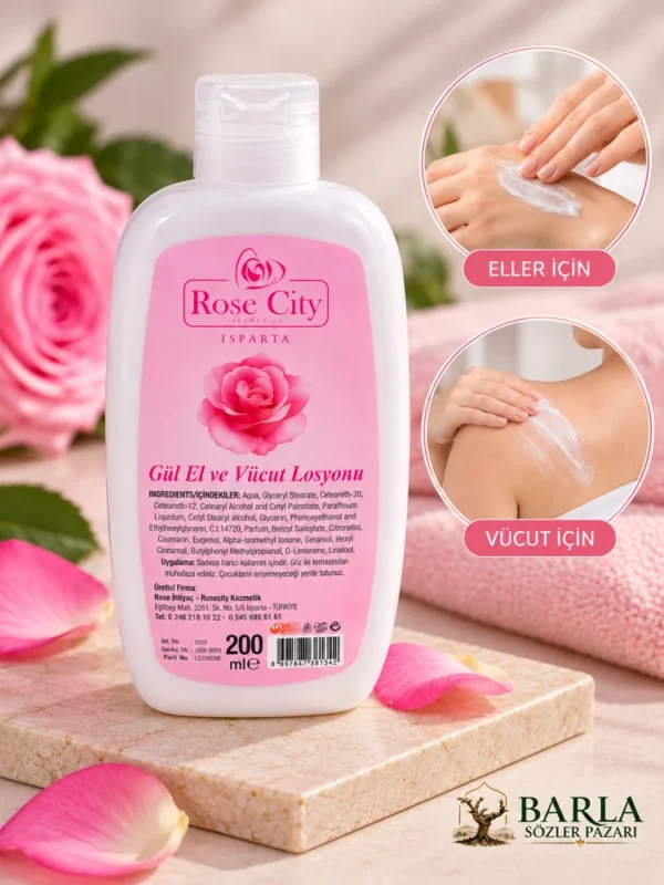 Rose City El ve Vücut Losyonu 200 ml el ve omuz bölgesine uygulama