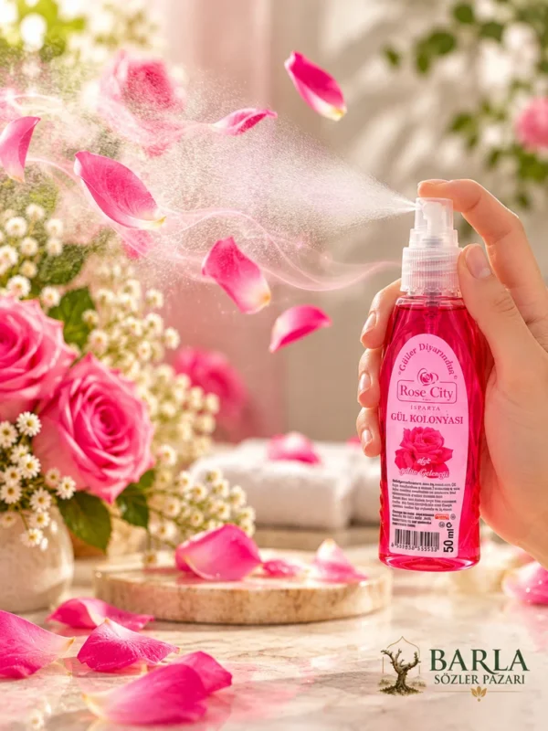 Rose City Gül Kolonyası Spreyli 50 ml kullanım ve sprey görseli