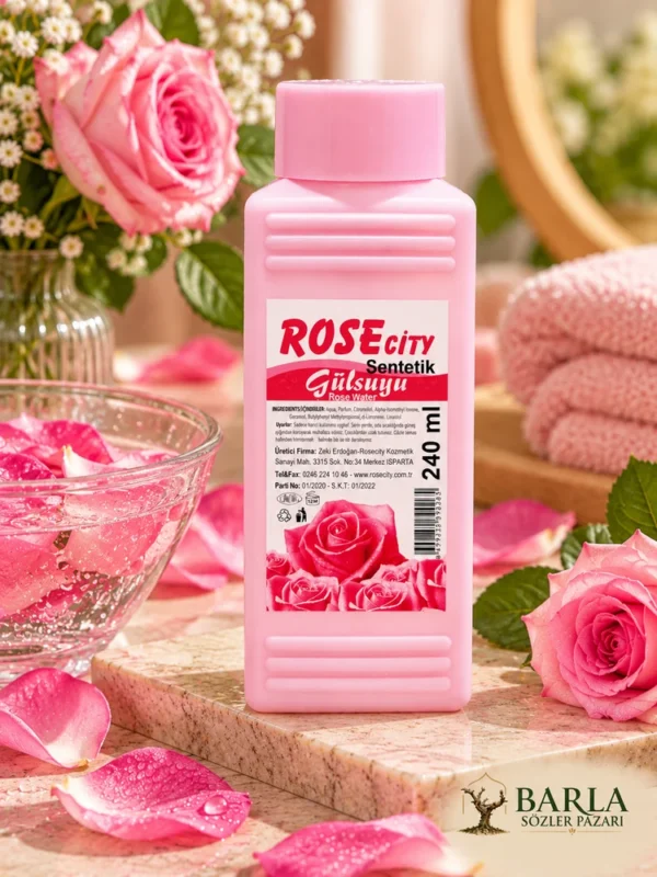 Rose City Sentetik Gül Suyu 240 ml ürününün gül dekorlu görünümü