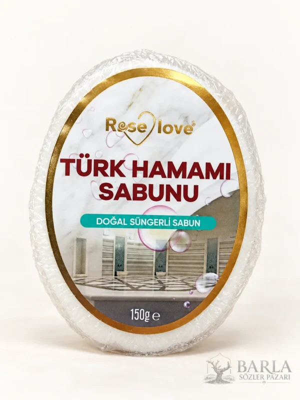 Rose Love doğal süngerli hamam sabunu ve sünger dokusu