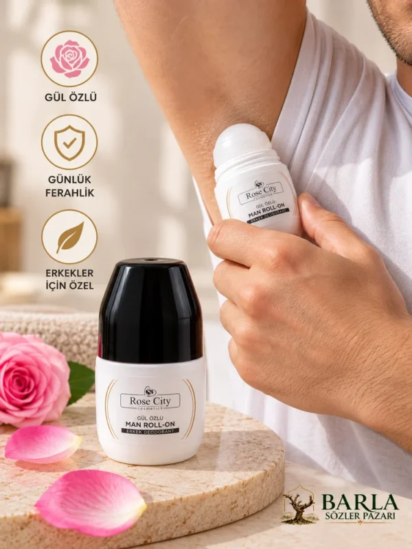 Rose City Erkek Roll-On Deodorant 50 ml koltuk altına uygulama görseli