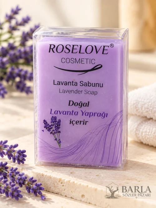 Rose Love mor lavanta sabunu 150 g şeffaf kutu