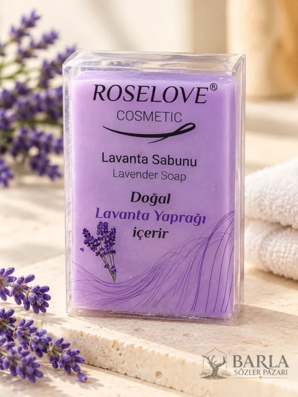 Rose Love mor lavanta sabunu 150 g şeffaf kutu