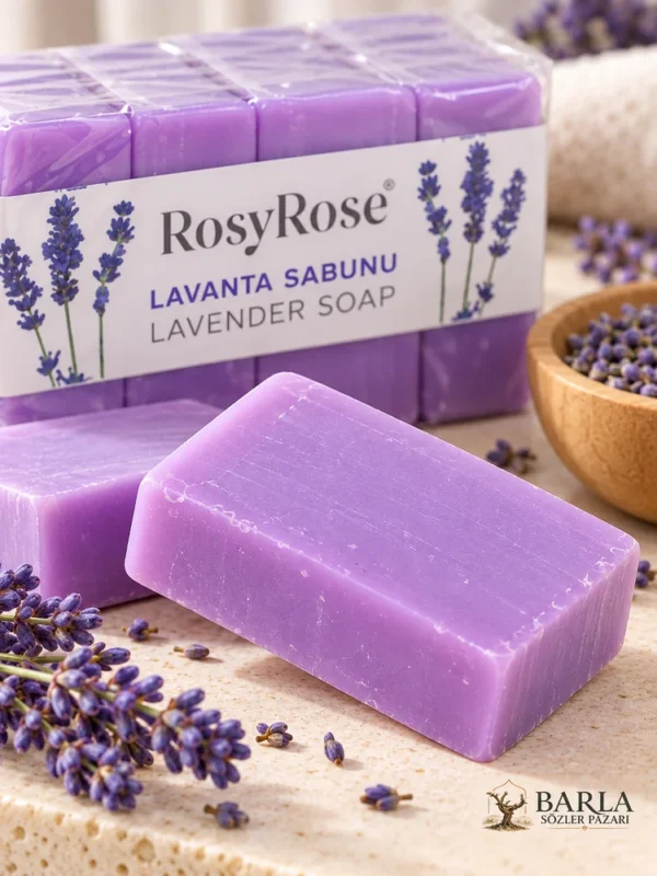 RosyRose lavanta sabunu lila kalıp yakın plan görünümü