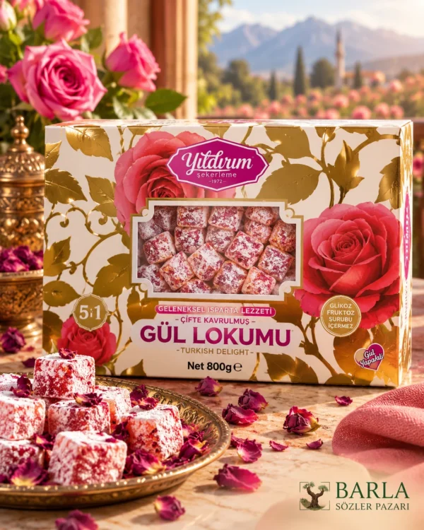 Yıldırım Şekerleme 800 gr Güllü Çifte Kavrulmuş Lokum